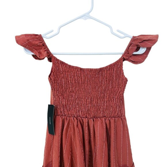 LULUS Size Small Midi Linen Blend Sundress Button Front with Pockets Striped NWT - Picture 8 of 10